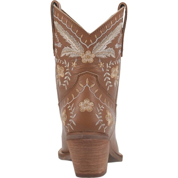 Dingo Primrose Leather Bootie, Brown Embroidered Floral Western Boots, Size 8.5 - Picture 5 of 16